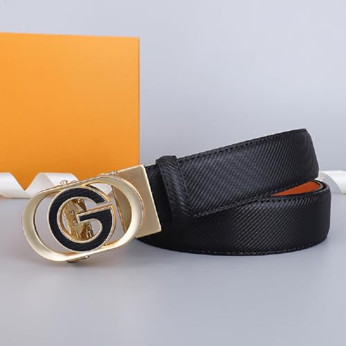 Designer Genuine Leather Men’s Ratchet Belt 1.3" Automatic G Buckle Classic Jeans Reversible Gift4