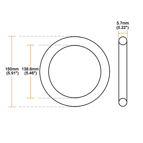 sourcingmap Nitrile Rubber O-Rings 150mm OD 138.6mm ID 5.7mm Width, Metric Sealing Gasket, Pack of 10, 138.6mmx150mmx5.7mm - Image 3