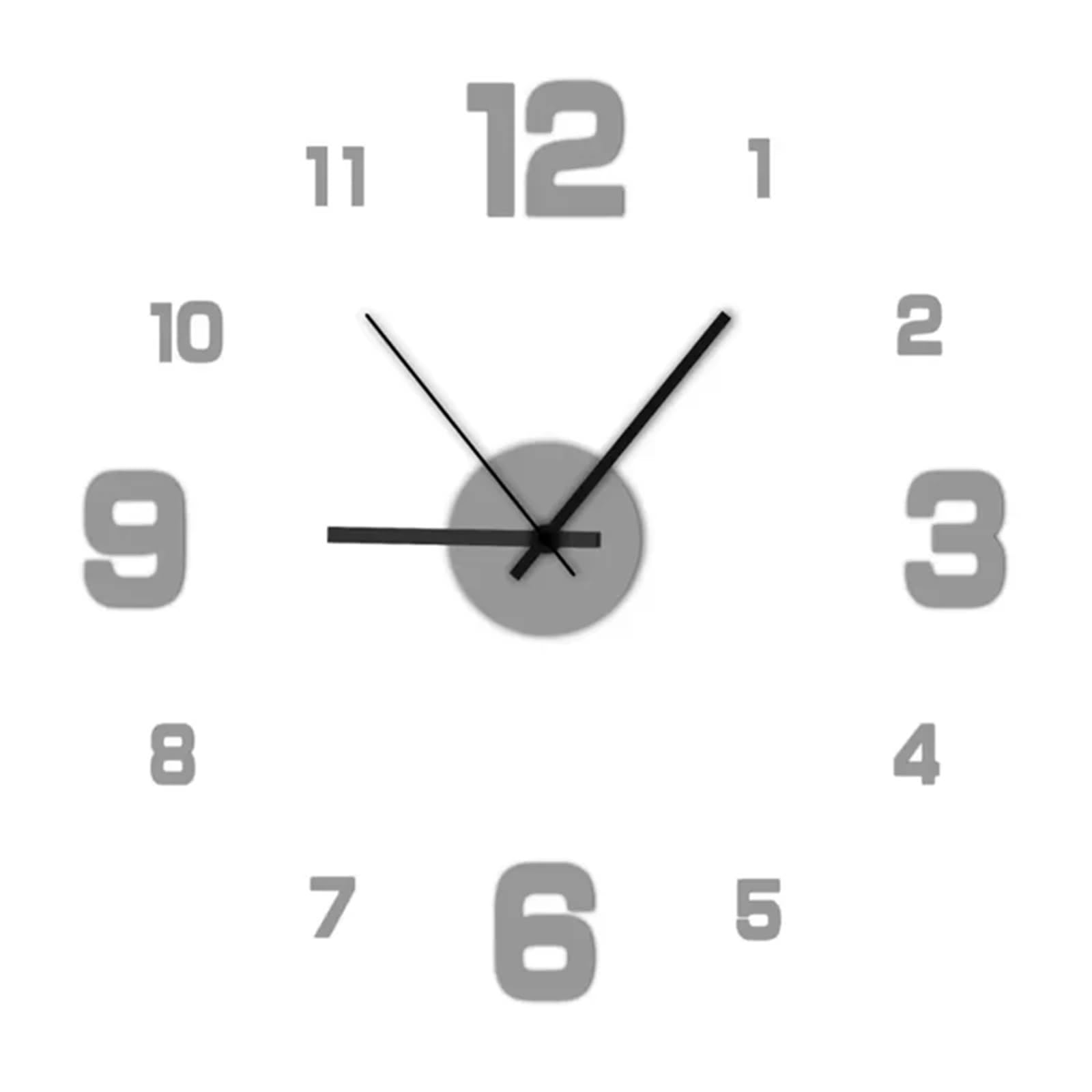 JBJYGSG Wall Decoration Art 3D Formations Clock Large Frameless For Home Office Modern DIY Watch Decorations For Living Room Bedroom(Black)