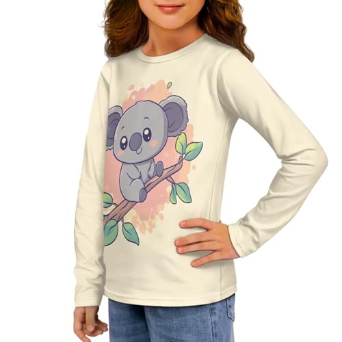 Image of Girls Long Sleeve Shirt with Cute Graphic Casual Pullover Tops 3-16Y