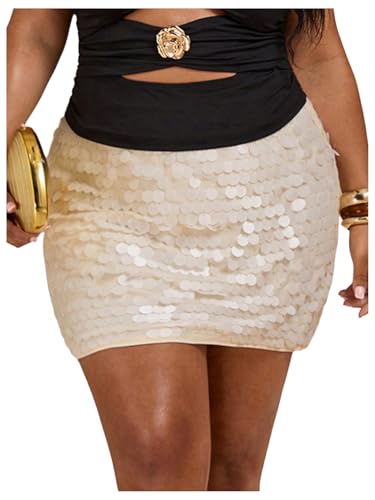 MakeMeChic Women's Plus Size Fall Mini Skirt Sequin Bodycon Y2K Party Skirts Club Outfits