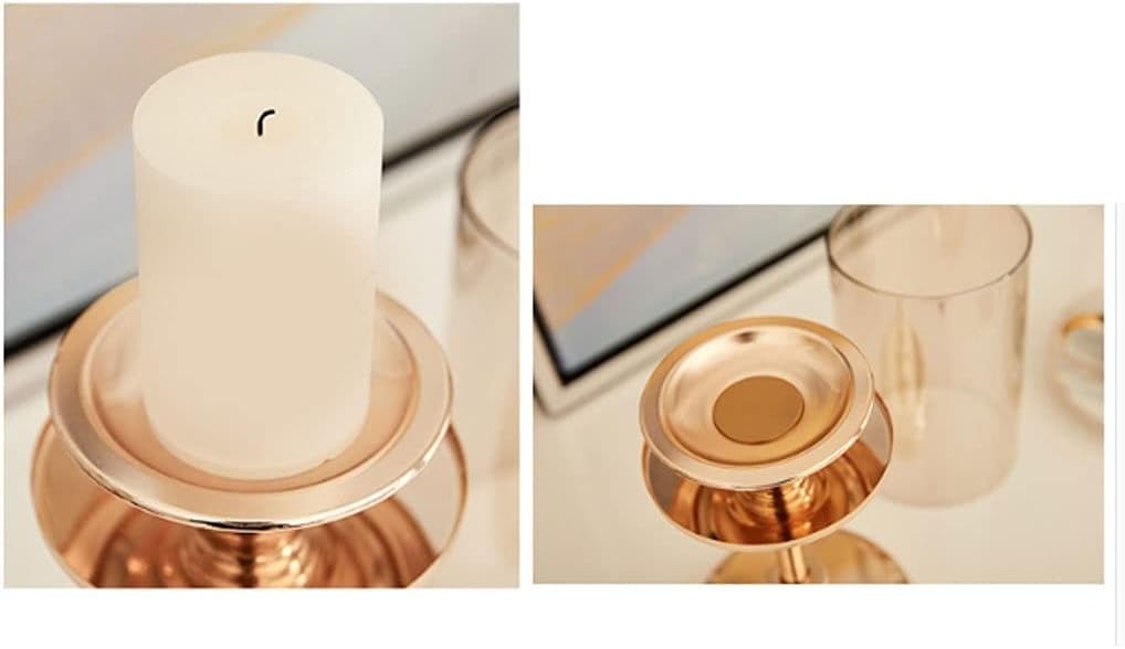 candle-holder Alloy Glass Candle Holder Retro Romantic Dining Table Candlelight Dinner Props Home Simple Modern Decoration Ornaments to Send Candles candlestick(Small)