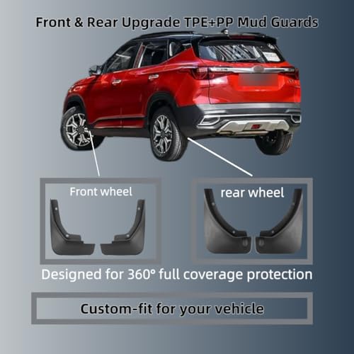 Image of No Drill Mud Flaps Compatible with Kia Seltos 2021-2025,OEM Style Textured Black Custom Fit All Weather Exterior Accessories(4PCS)