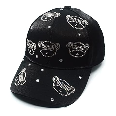 Love Baseball Caps for Women Bling Adjustable Rhinestone Cap Denim Jeans Snapback Dad Hat Casual Outdoor Hats, Bear-d, One size Cover