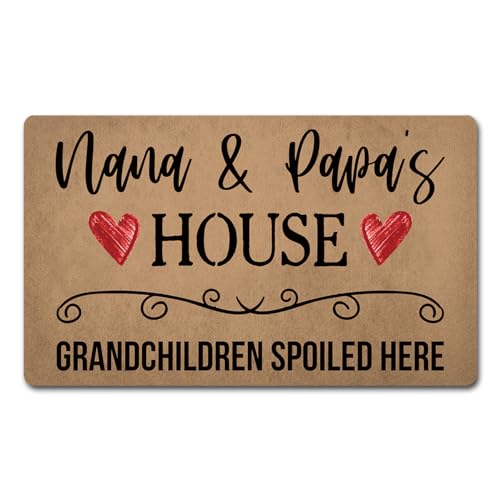 Funny Welcome Doormat Home Decor Rugs Welcome Mat with Rubber Back (18 x 30)inch Nana & Papas House Grandchildren Spoiled Here Doormat For Entrance Way Indoor Mats Front Door No Slip Kitchen Mats