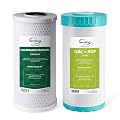 iSpring F2WGB21BKSNC Whole House Water Filter Replacement Pack, SGS-Tested to Remove up to 94.4% of Chloramine, Reduces Heavy Metals, Lead, Chlorine, Sediment, 10” x 4.5” Filters, Fits WGB21B-KSNC