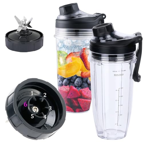 Catálogo de Repuestos para batidoras de vaso Top 5. 35 Hoja de batidora hembra de repuesto de 6 aletas y 2 tazas con tapas de mango nuevas, compatible con licuadoras Ninja Auto iQ. Aletas hembra de 4 pulgadas solamente