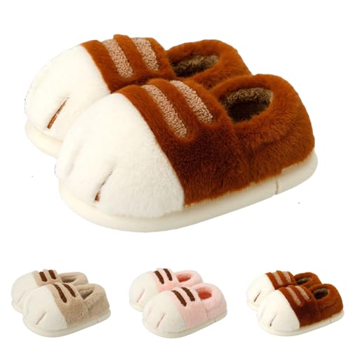 Cat Paw Slippers For Women ，Winter Indoor And Outdoor Warm Home Cat Claw Slippers, Ladies Cute Thick Non-Slip Plush Slippers