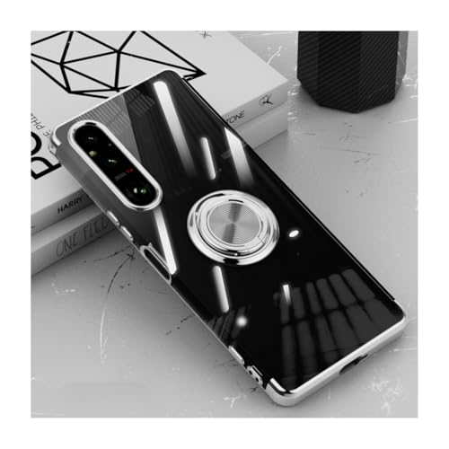 Xperia 1 VIII Xperia 10 VIII�p�̃P�[�X TPU+PC�f�ޏՌ��z�� �X�^���h�@�\�t�� �w�ʃJ�o�[ CASE �����K���X�t��(�V���o�[)