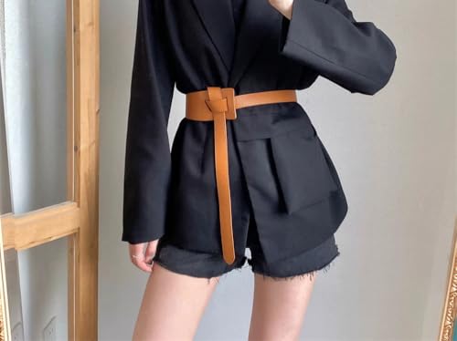 Rfmfkkg Knot Soft Leather Long Waistband Female Waist Wide Coat Corset Belts For Women Clothing Accessories4