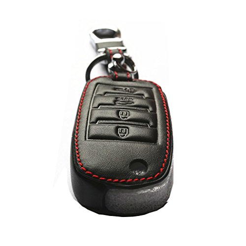 Wfmj Black Leather 4 Buttons Remote Flip Key Cover Chain Case Fob For Kia Sorento Carens Forte Rio Soul Optima Sportage #TOP1