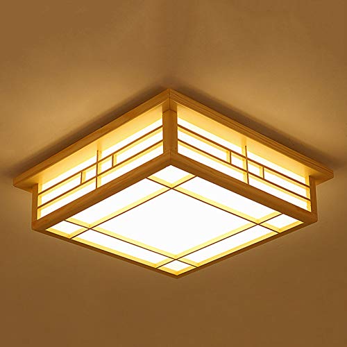 Plafonnier LED japonais en bois massif noble pour une chambre zen chaleureuse