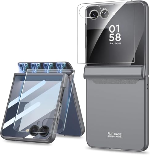 Image of Kapa Ultra Thin Back Cover for Galaxy Z Flip7 / Z Flip 7 | with [Magnetic Hinge Protection] and Inbuilt Glass Window Protection (Grey)