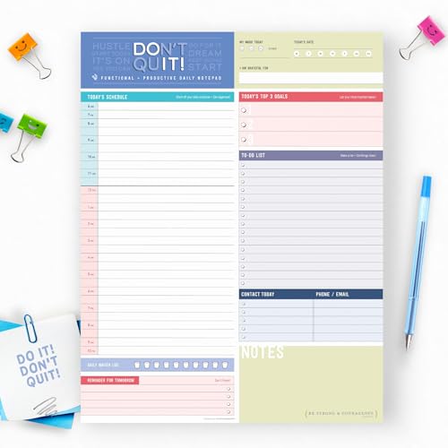 Planificateur quotidien bloc de notes bureau et école Do It Don't Quit