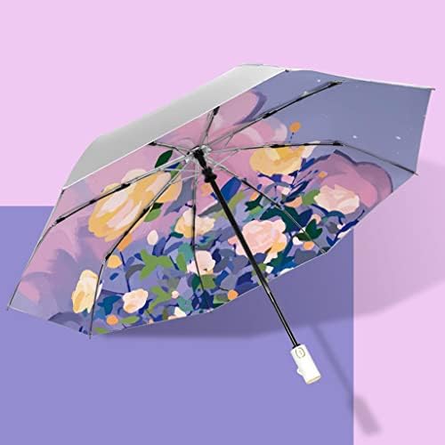 Walnut Fully Automatic Umbrella Titanium Silver Glue Anti-UV Folding Umbrella Umbrella