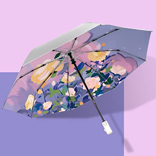 Walnut Fully Automatic Umbrella Titanium Silver Glue Anti-Uv Folding Umbrella Umbrella #TOP2