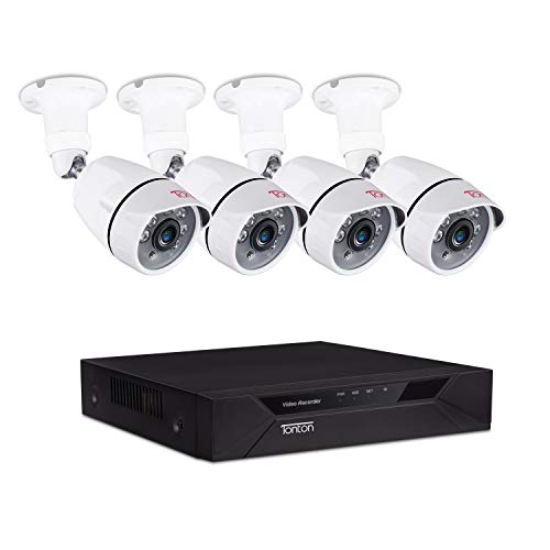 Tonton 8CH Full HD 1080P Security Camera System, Surveillance Video Recorder and (4) 2.0MP 1920TVL Waterproof Outdoor Indoor CCTV Bullet Camera with Face Detection and Perimeter Protection(NO HDD)