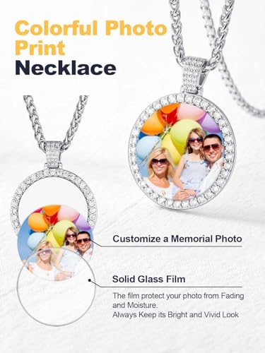 U7 Custom Photo Necklace Men Women Personalized Jewelry Customized Any Picture Pendant Stainless Steel Chain 18-30 Inch Tennis Necklaces, Mothers or Lover Gift - Image 5