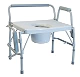 Lumex 3-in-1 Bariatric Bedside Commode – Raised Toilet Seat & Safety Rails, 600 lb Capacity, Extra-Wide Seat