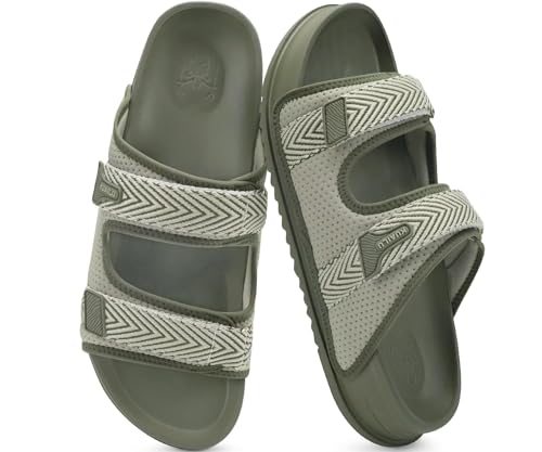 Image of KuaiLu Mens Casual Sandals Comfortable Orthopedic Arch Support Plantar Fasciitis Summer Beach Sport Walking Shoes Recovery Memory Foam Cushion Slides Slip On Slippers Indoor Outdoor Green Size 10