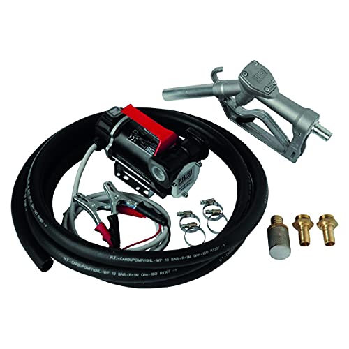 PIUSI Tragbares Diesel-Umfüllset mit 12V-In-Line-Pumpe, Durchflussrate 50 l/min, Klemmen, Handdüse und 4 m Schlauch | Batterie-Kit 3000 F00225410