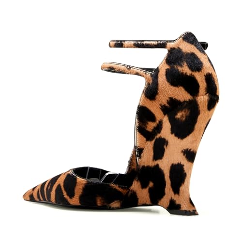 Patent Leather Ankle Strap Pumps Closed Pointed Toe Wedge High Heels Sandals For Women,Women's Buckle Strap Double Button Strap Wedge Heels Pumps Spring Fashion Wedding Bride Shoes4