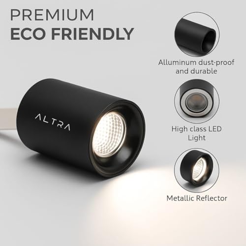 Image of 3W COB LED Surface Mounted Cylinder Downlight | Spotlight for False Ceiling & Wall | for Living Room, Office, Showroom Roof | Natural White, Aluminium Black Reflector | Pack of 6