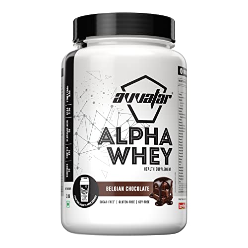Image of avvatar ALPHA WHEY PROTEIN | 1Kg | Belgian Chocolate Flavour | 20g Protein | 33 Servings | for Muscle Growth and Lean Muscle Mass