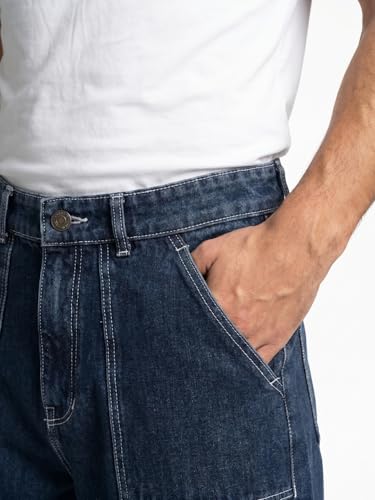 Image of Urbano Fashion Men's Loose Baggy Fit Washed Denim Jeans Non-Stretchable