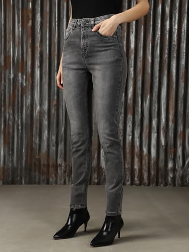 Image of High Star Women Cotton Washed Skinny Fit High-Rise Jeans