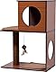 dobar Katzenmöbel Kelly, Katzenhöhle mit Kratzsäule, Spielball und flauschigem Katzenbett, 54 x 34 x 77 cm, braun