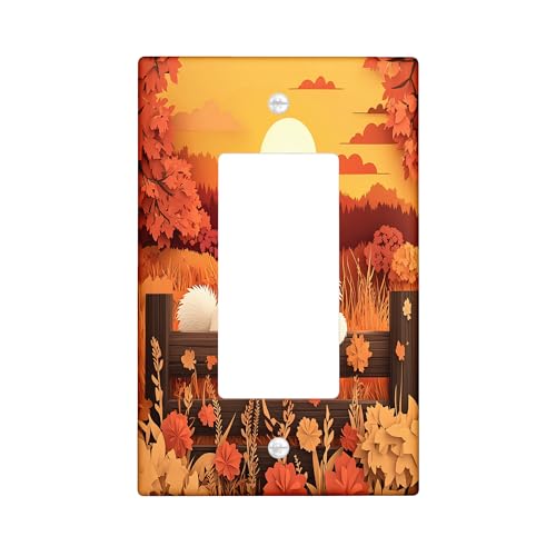 Fall Eskimos Dog - Placa decorativa para interruptor de luz, 1 banda, balancín individual, placa de interruptor eléctrico de valla de campo, placa frontal para mascotas para decoración de cocina y