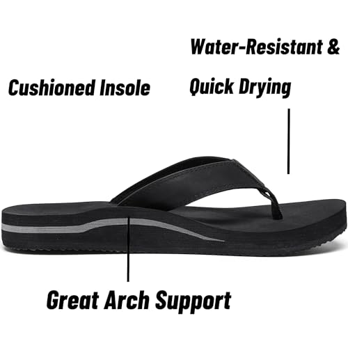 Men's Wide Flip Flop with Orthotic Arch Support Athletic Slide Thong Sandals for Men Soft Cushion Footbed2