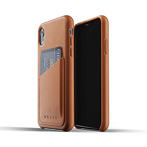 Mujjo Full Leather Wallet Case for iPhone Xr with Card Holder (Tan)