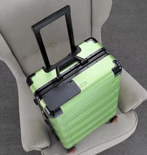 All Aluminum Zipperless Carry On Luggage With Wheels and Lock, Airline Approved Hardshell All Metal Luggage Checked Suitcase, Hardside Suitcase Rolling Case For Business Travel (Green-A, 20 inch)2