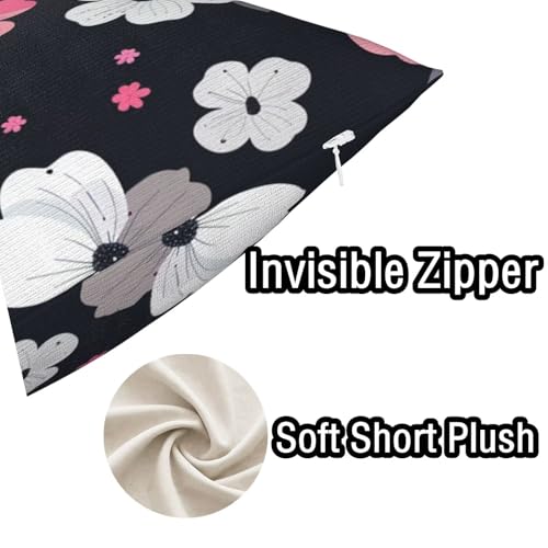 Housse de coussin fleurs 70x70 cm noire avec finitions soignées - 5
