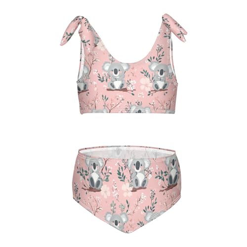 Wusikd Cute Koalas Girls Swimsuits Two Piece Floral Pink Swimwear Bikini Set for for Girls Size 3T