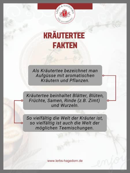 Lerbs & Hagedorn, Kräutertee Schietwetter| Honig Fenchel Geschmack 1kg (ca. 81 Liter) Brombeerblätter, Fenchelsamen, Verbenenkraut, Anissamen
