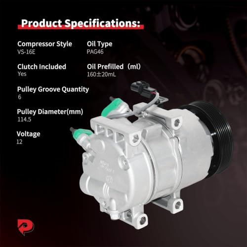 Image of PHOBOOS A /C Compressor with Clutch Compatible with Hyundai Sonata & Kia