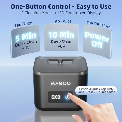 Image of Ultrasonic Retainer Cleaner Machine for Dentures Aligners Mouth Guards | 45kHz Ultrasonic Cleaning, 200ML Tank, Dual Modes for Night Guards Braces Toothbrush Heads Jewelry Dental Appliances