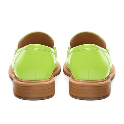 Image of JUSTDANNI Loafers for Women Slip On Shoes with Round Toe 1.2-Inch Low Chunky Block Heel Patent Comfortable Casual Dress Pump Shoes for Wedding Party Work Shopping Dating