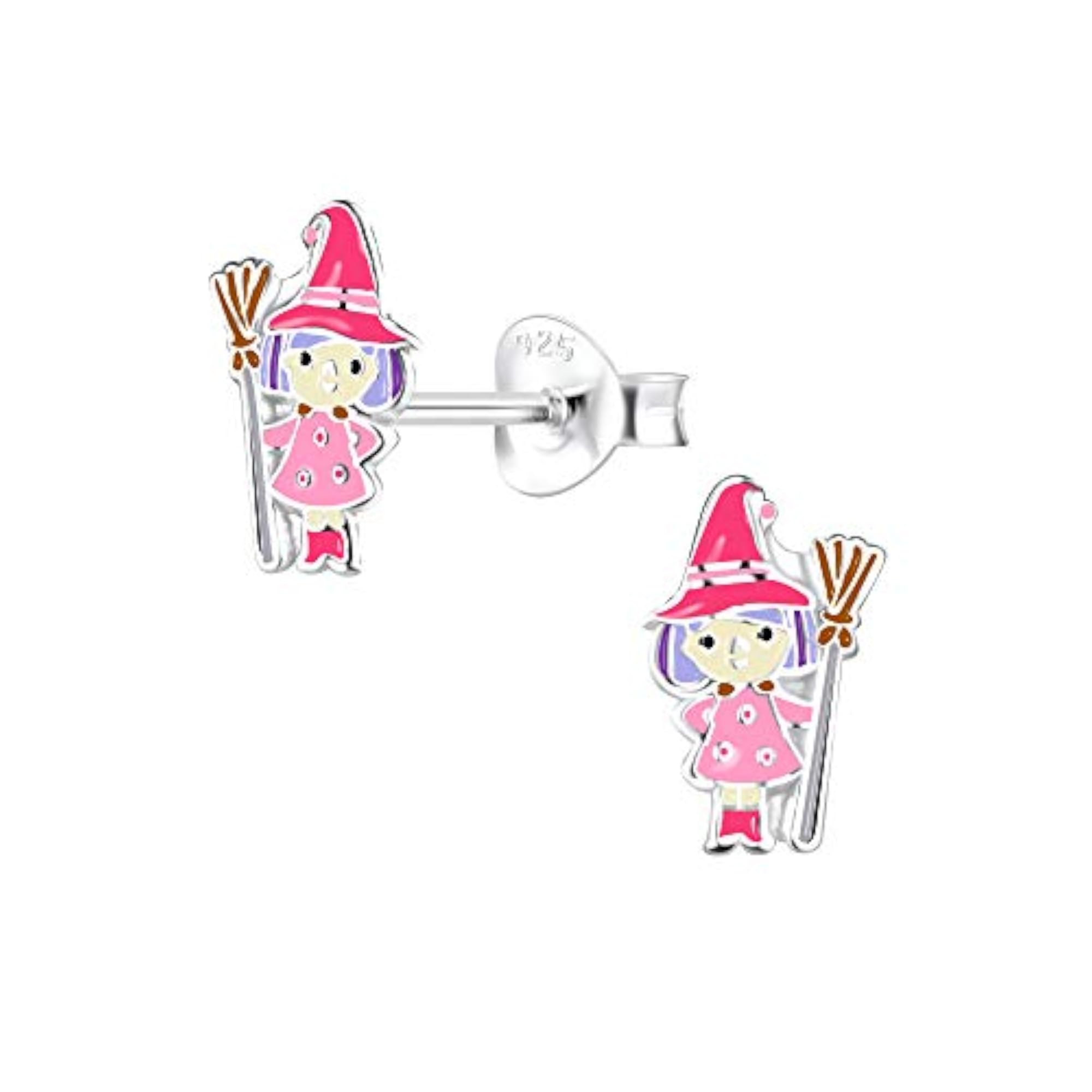 Girls' 92.5 Sterling Silver Pink Crystal Small Round Stud Earrings
