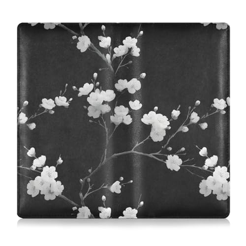 Car Registration and Insurance Holders Flowers White Black Print, PU Leather for License Documents Cards2