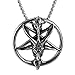 XMcKJ Invertiertes Pentagrammschafe Kopf Schädel Anhänger Halskette, Mode Frauen Herren Edelstahl Runde Rams Ziege Kopf Argali Halskette Satainismus Schmuck