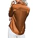 Baxtayel Women Satin Silk Button Down Shirt Casual Long Sleeve V Neck Blouse Loose Dressy Business Work Office Tunic Tops Z-Brown
