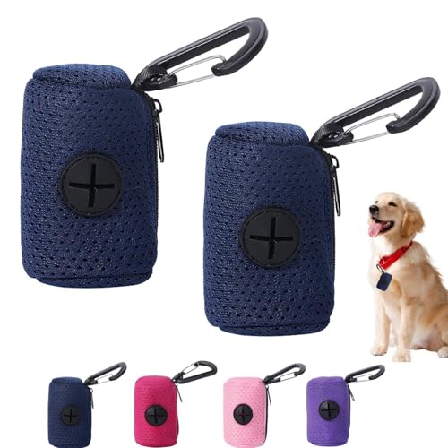 2 Stück Kotbeutelspender Für Hunde Stoff, Hundekotbeutelspender Halter Mit Karabinerhaken, Praktische Box Für Leckerli Und Kotbeutel, Hundekotbeutel-Spender Passt Jede Hundeleine Für Gassi laufens