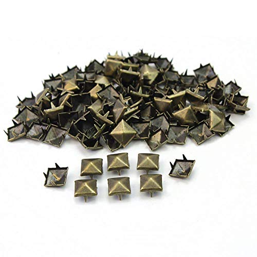 Pyramid Stud, 50 Pcs Pyramid Rivets Metal Claw Beads Nailhead Punk Spot Studs with Spikes (Antique Brass, 1/2 inch)
