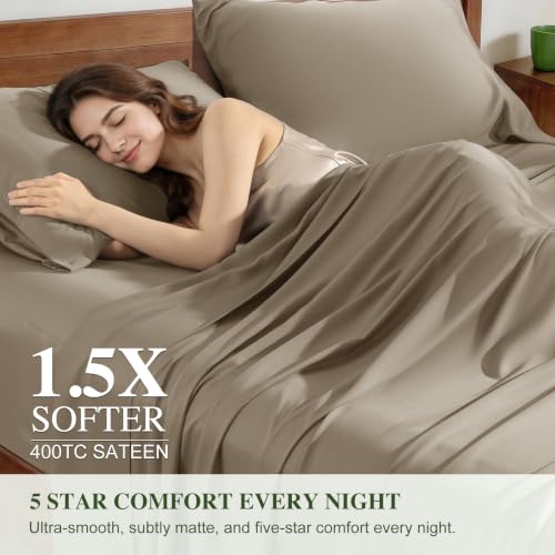 Image of 100% Organically Grown Bamboo Viscose Queen Sheet Set with Pockets on Side