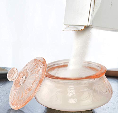 Home-X Depression Style 2 Pcs Glass Sugar Jar With Lid, Covered Round Container And 2 Pcs Strawberry Salt And Pepper Shakers (Pink), Retro Kitchen Decor, Wedding Gift #TOP3