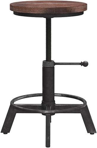 Miniatura 4 de Juego de 2 taburetes de bar industriales, sillas de altura de mostrador, asiento giratorio de madera, ajustable de 15.2-21 pulgadas